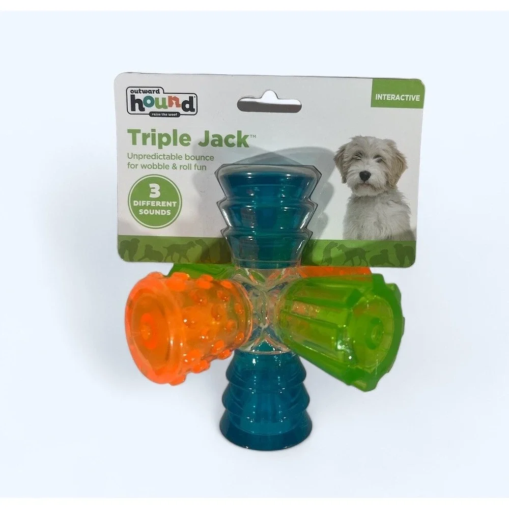 Outward Hound TRIPLE JACK Unpredictable Bounce Wobble Dog Toy NIP